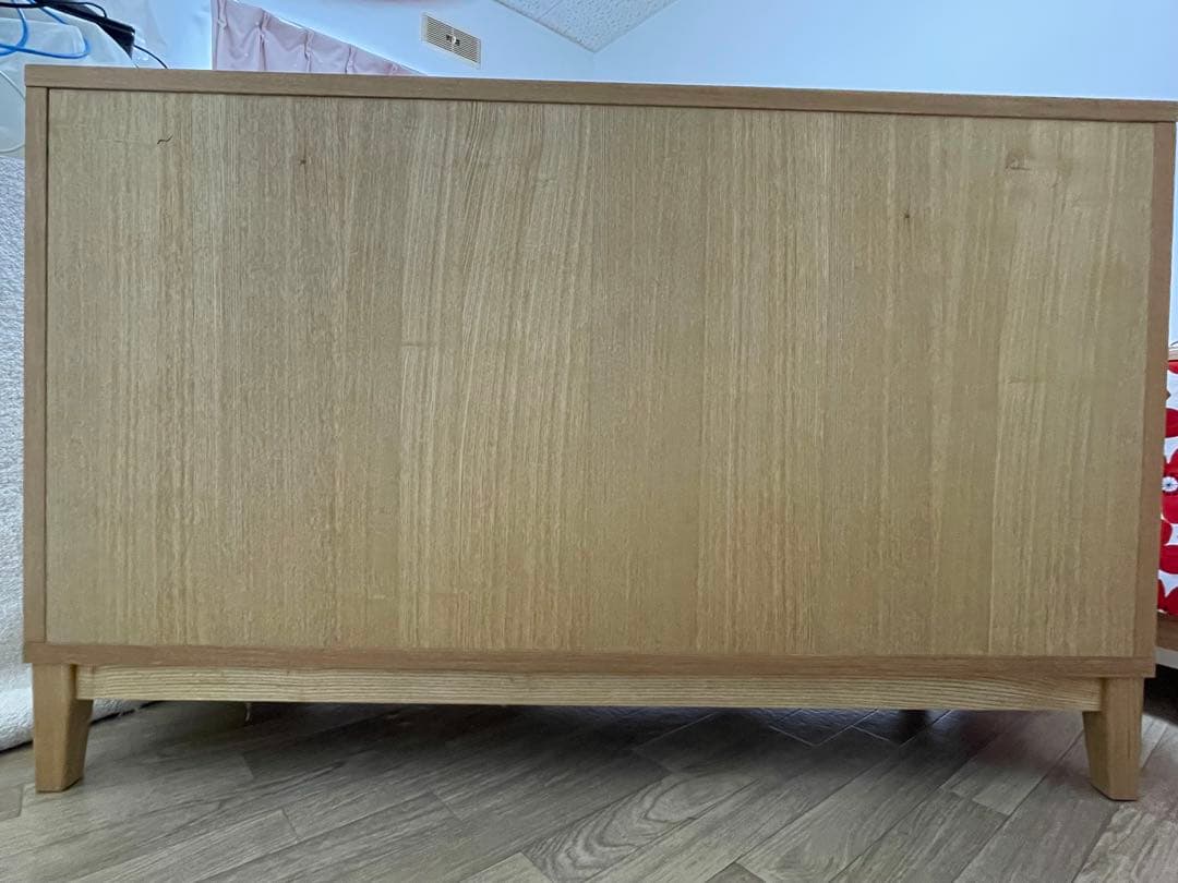 無印良品　タモ材　三段チェストワイド