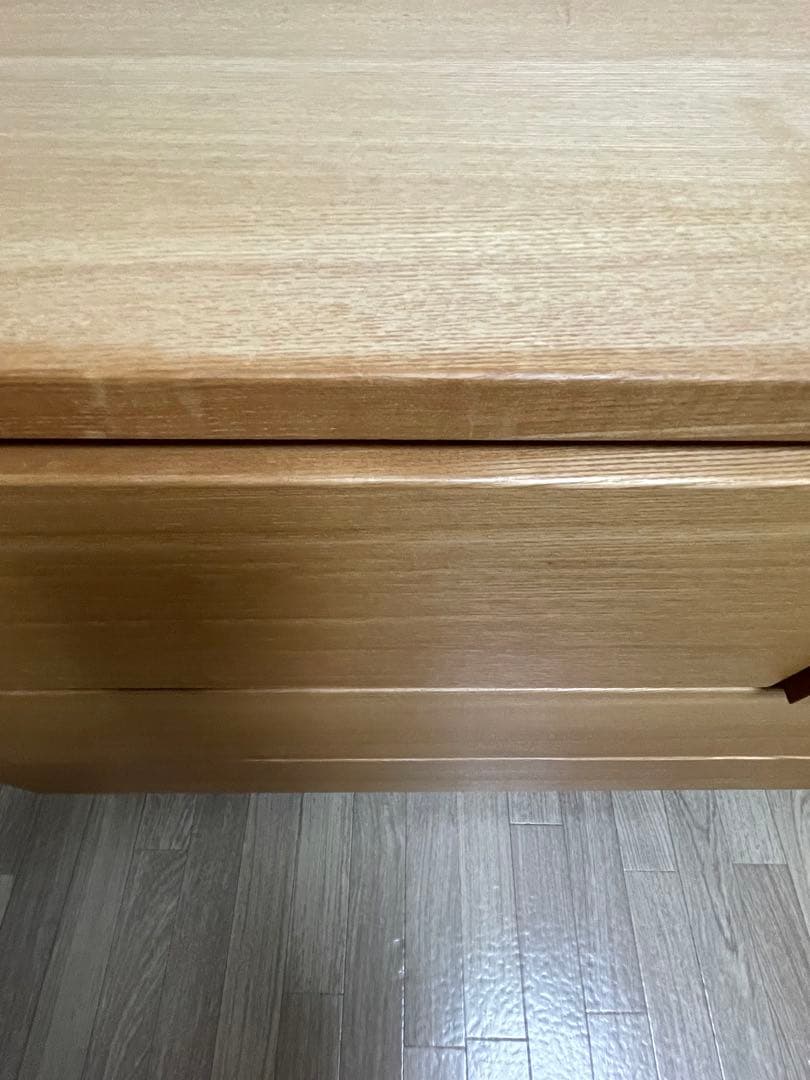 無印良品　タモ材　三段チェストワイド