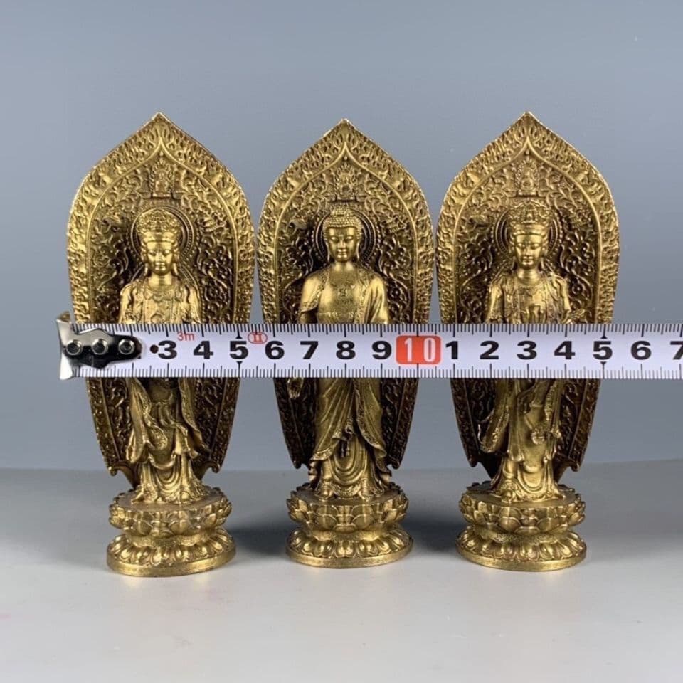 仏教美術 西方三聖 銅製 仏像 彫刻 開運 風水 工芸品 美術品 置物