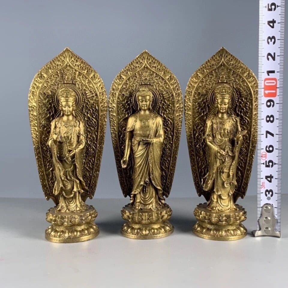 仏教美術 西方三聖 銅製 仏像 彫刻 開運 風水 工芸品 美術品 置物