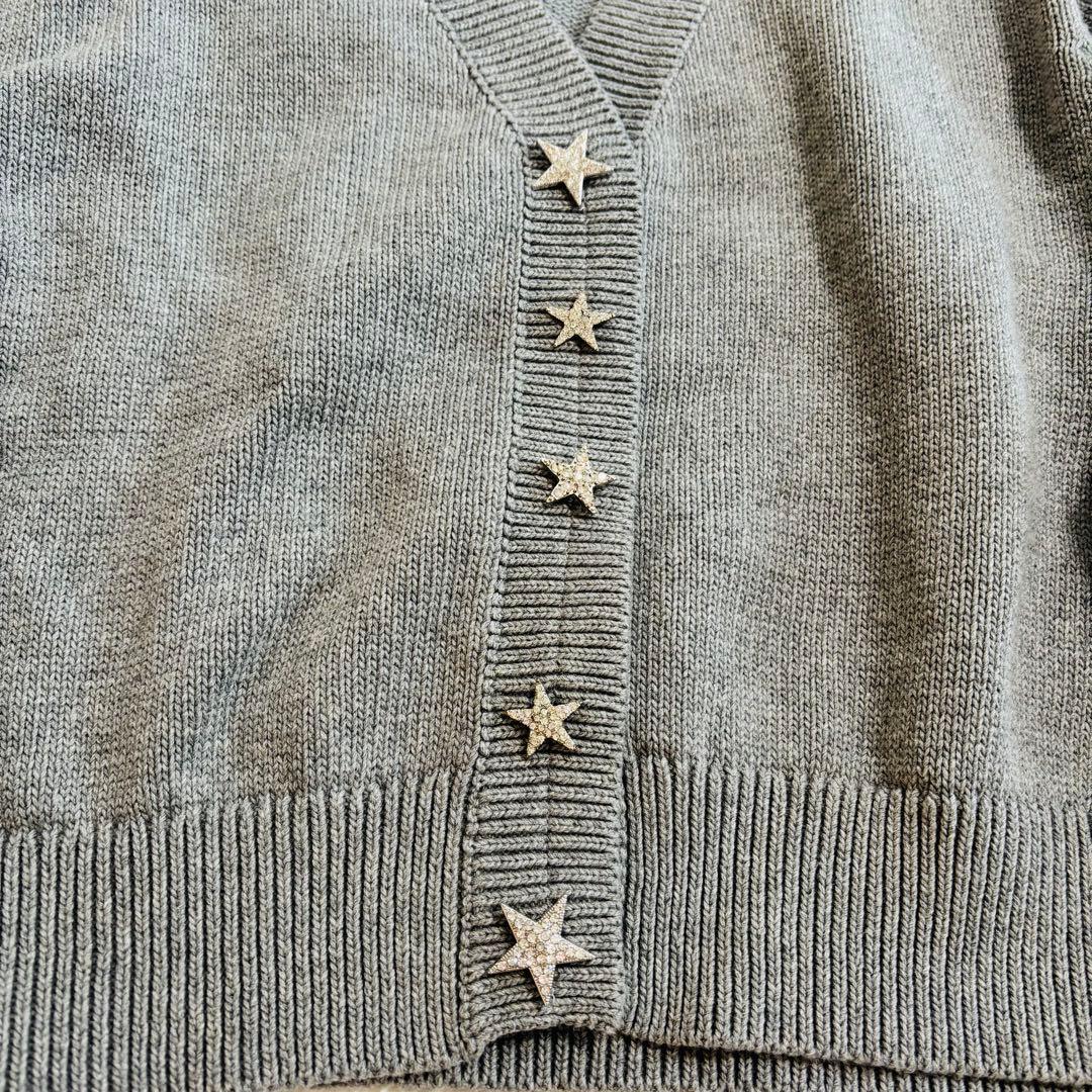 TREFLE+1 トレフルプラスワン　スターカーディガン グレー　星ボタン
