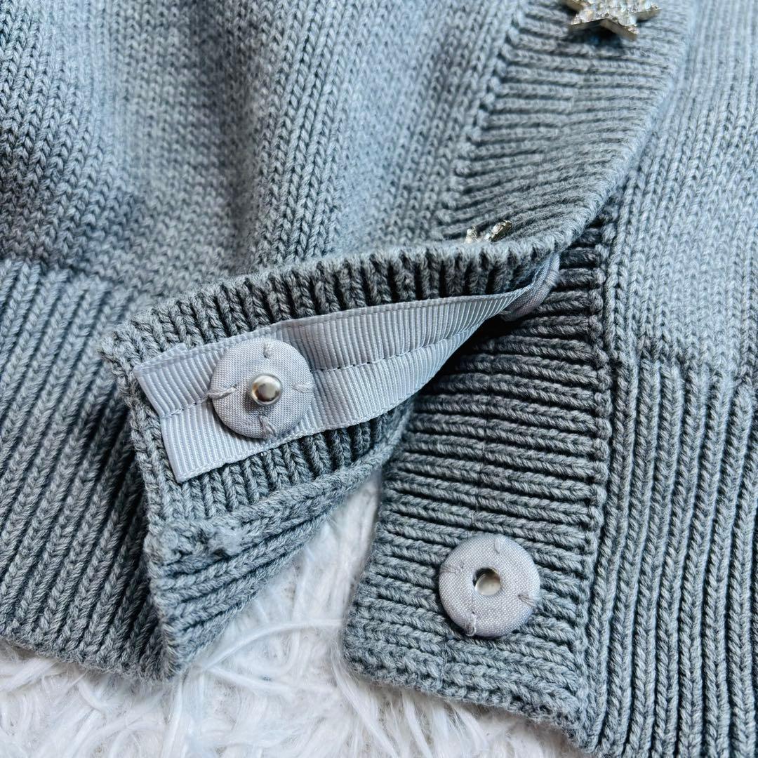 TREFLE+1 トレフルプラスワン　スターカーディガン グレー　星ボタン