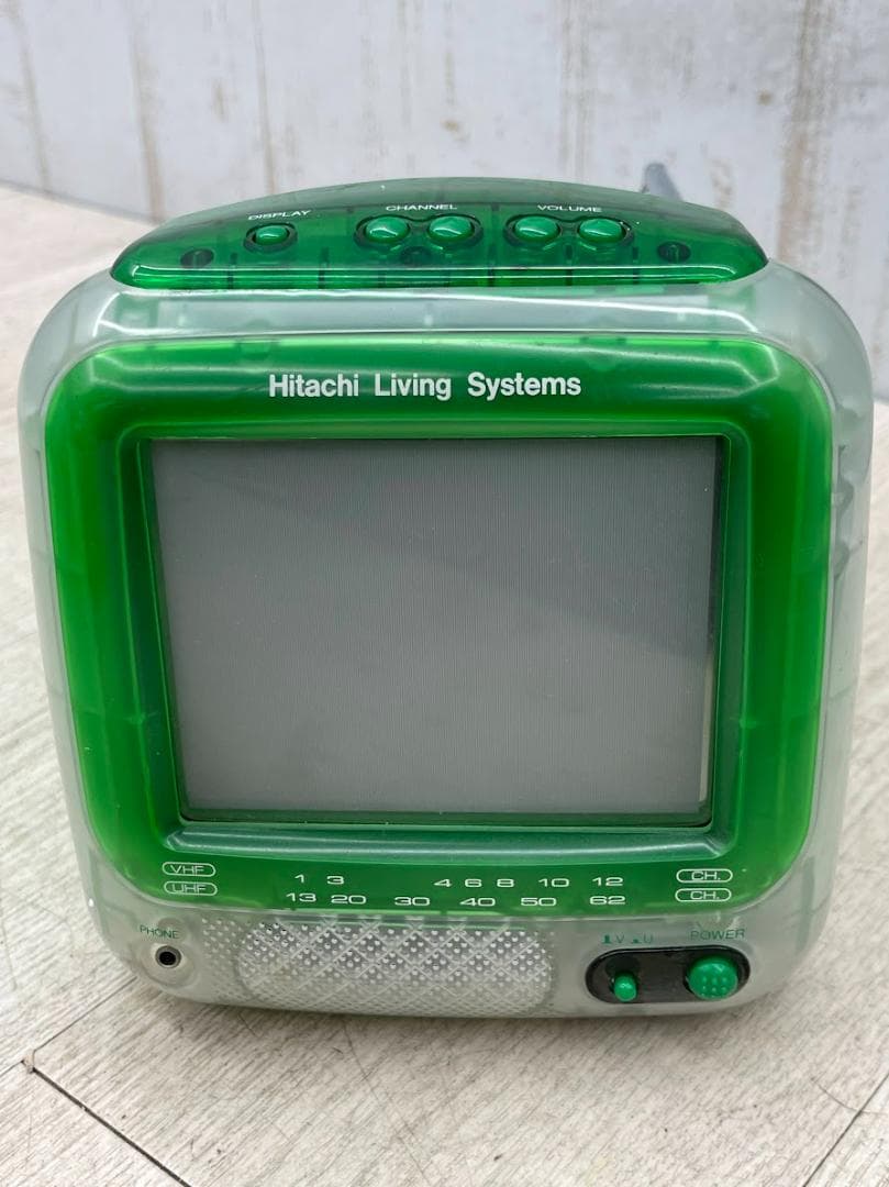 日立 ポータブルカラーTV C6-SK1 グリーン スケルトン 通電確認のみ