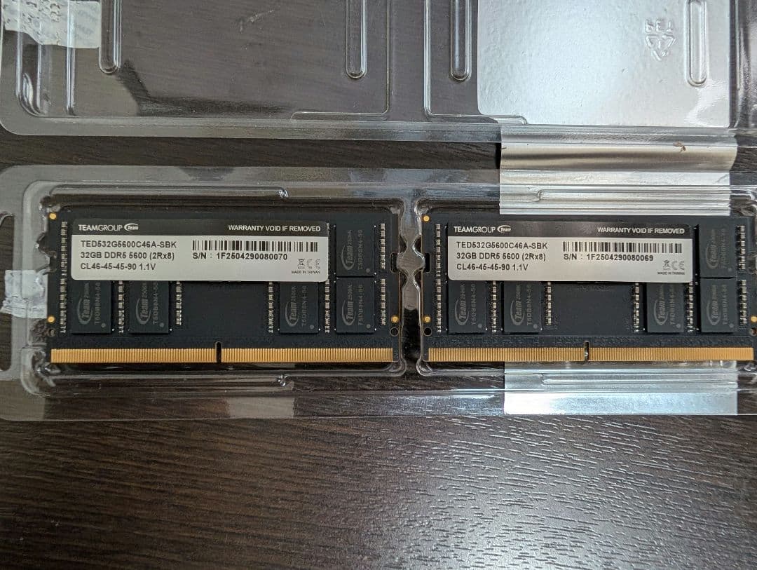 メモリー TEAMGROUP DDR5 64GB (32GBx2) 5600MHz