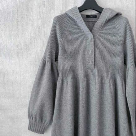 EPOCA エポカ　フード付きニットワンピース40☆イエナ　ロペ　ブルーレーベル