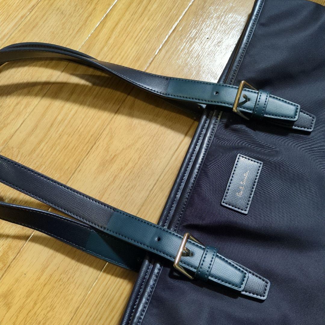 ポール・スミス　ネイビーナイロンビジネスバッグ　アクセントカラーグリーン