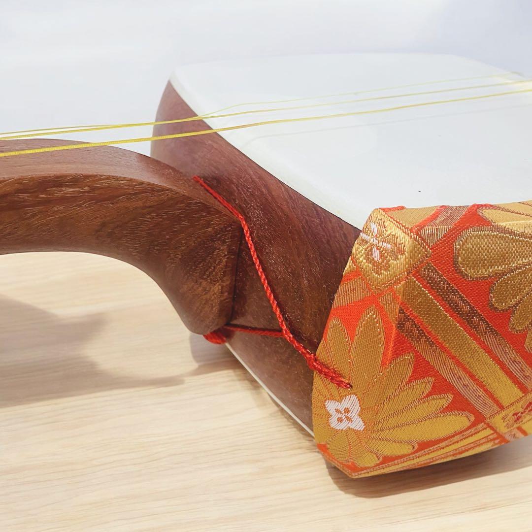 【破れなし✨】三味線 細棹 正寸98cm 布ケース付き 地唄 民謡