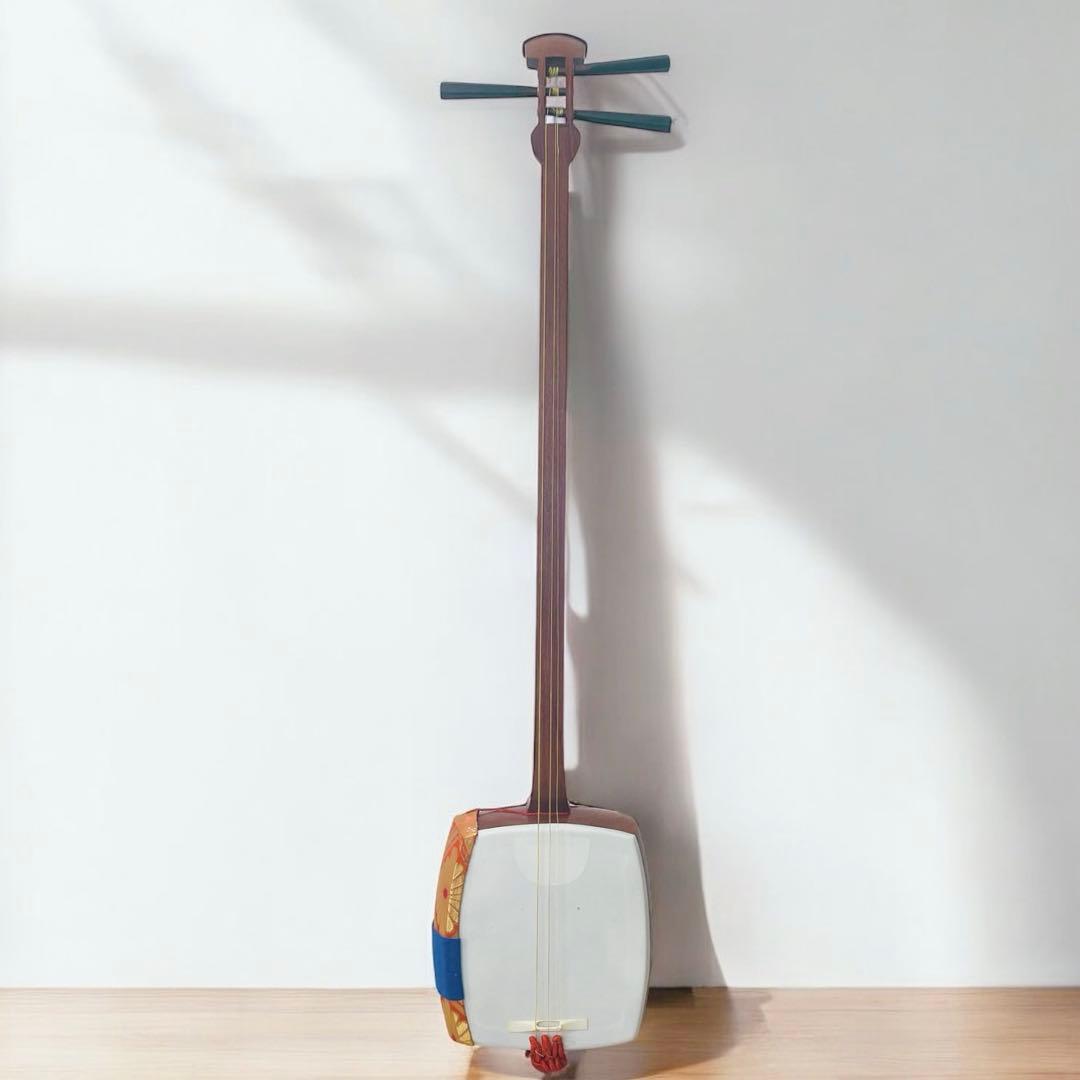 【破れなし✨】三味線 細棹 正寸98cm 布ケース付き 地唄 民謡