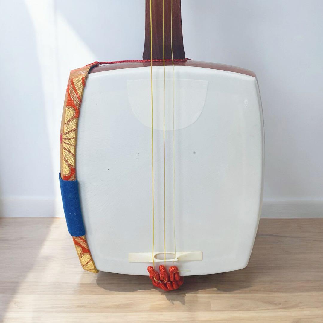 【破れなし✨】三味線 細棹 正寸98cm 布ケース付き 地唄 民謡