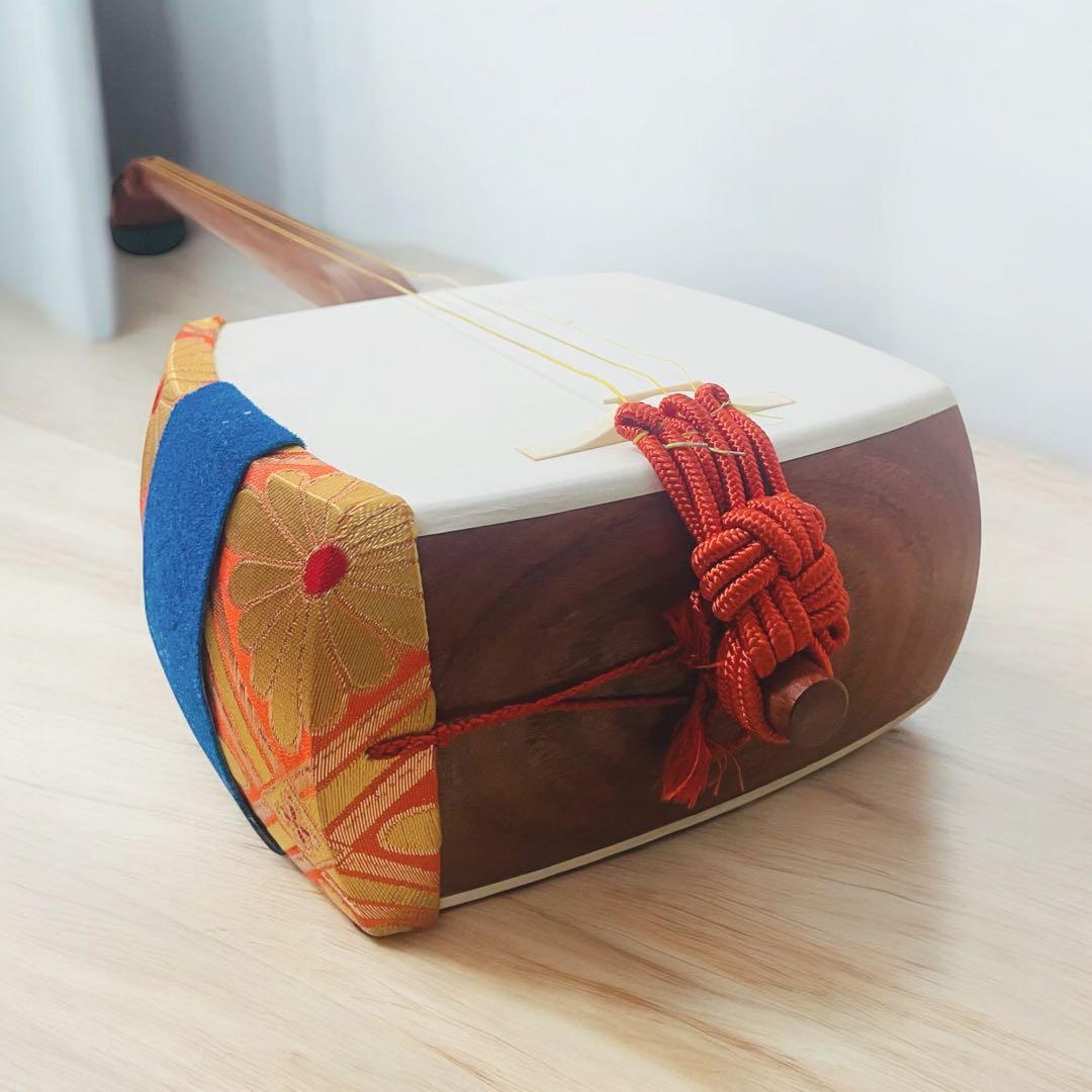 【破れなし✨】三味線 細棹 正寸98cm 布ケース付き 地唄 民謡