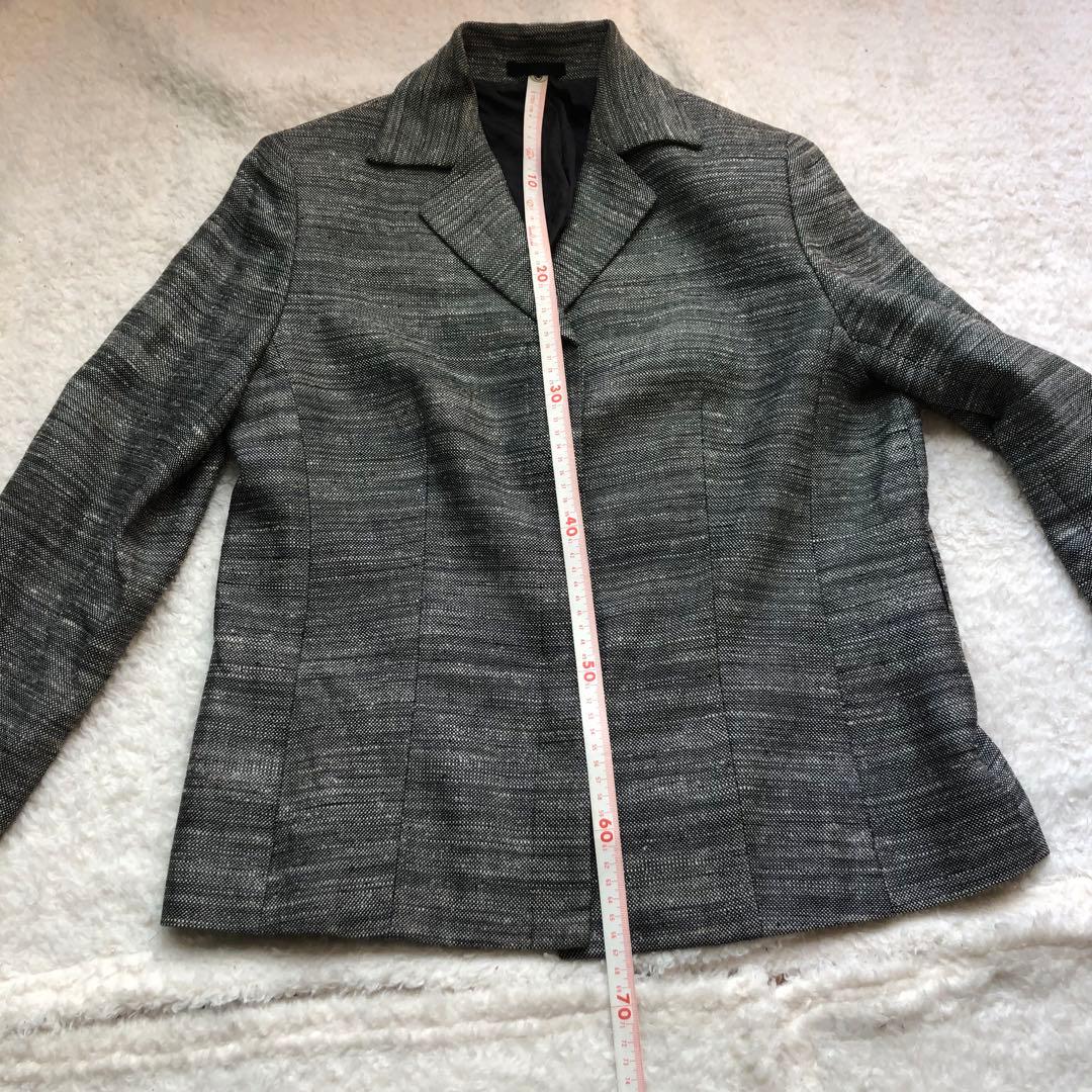 大きいサイズ バーバリー グレー スカートスーツ セットアップ ウール、絹、麻