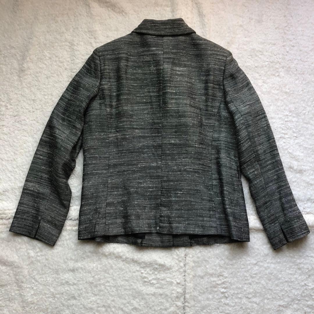 大きいサイズ バーバリー グレー スカートスーツ セットアップ ウール、絹、麻