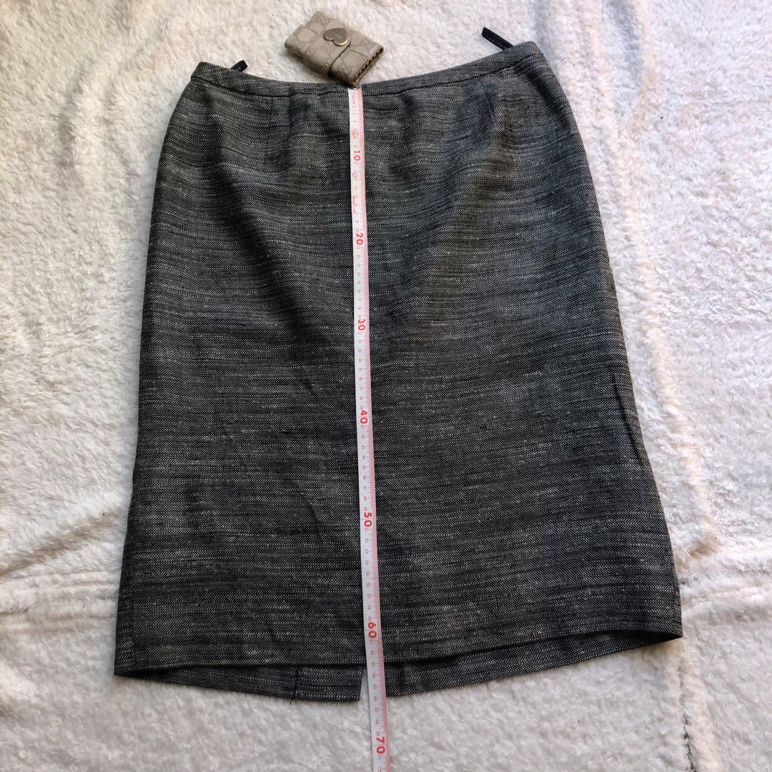 大きいサイズ バーバリー グレー スカートスーツ セットアップ ウール、絹、麻