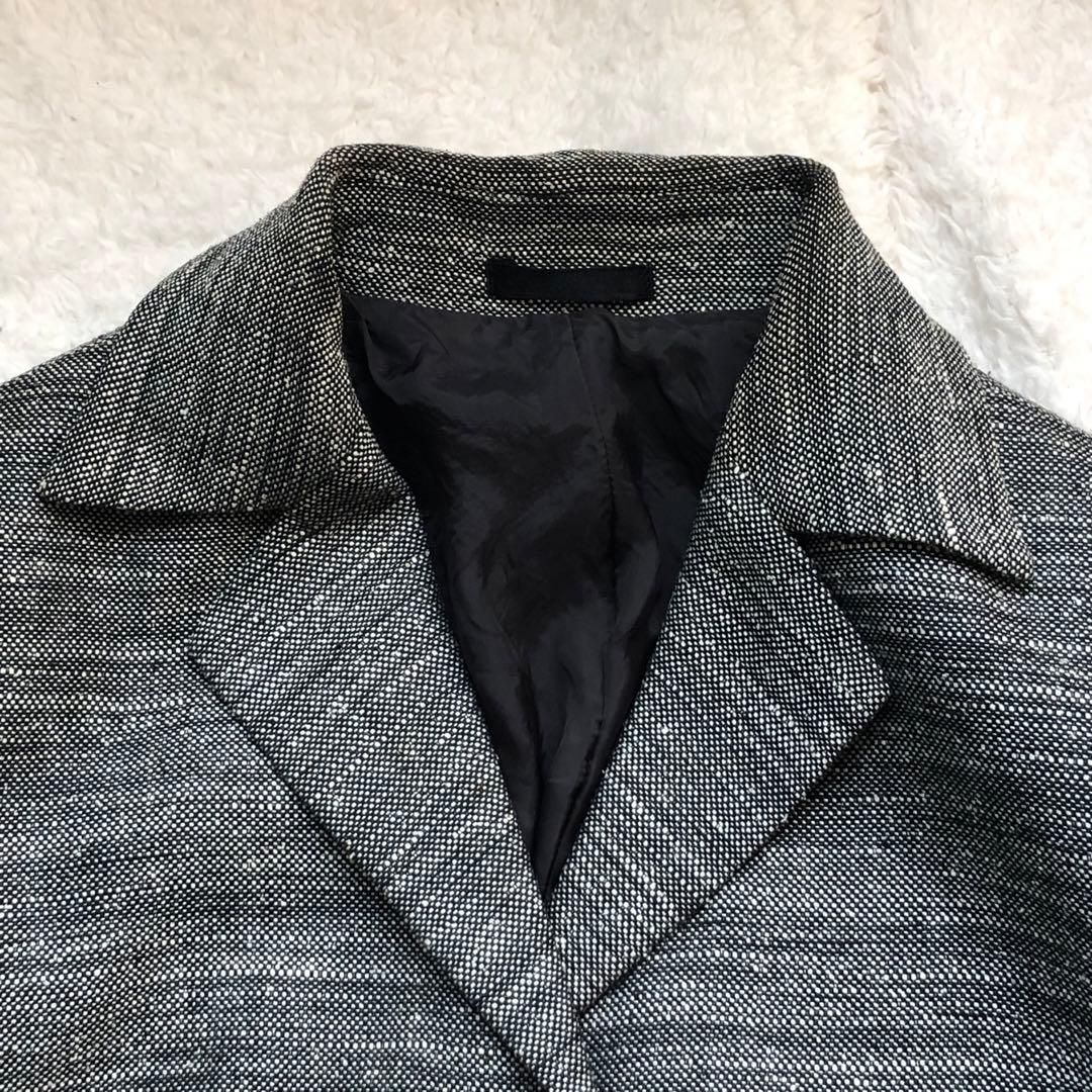 大きいサイズ バーバリー グレー スカートスーツ セットアップ ウール、絹、麻