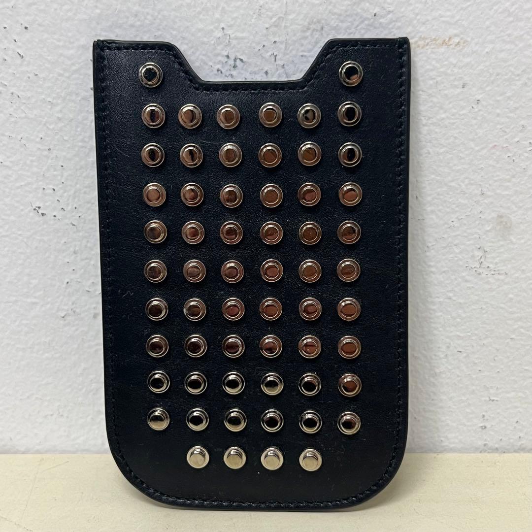 稀少 エディ期 初期 サンローラン パリ スタッズ カードケース 黒銀①