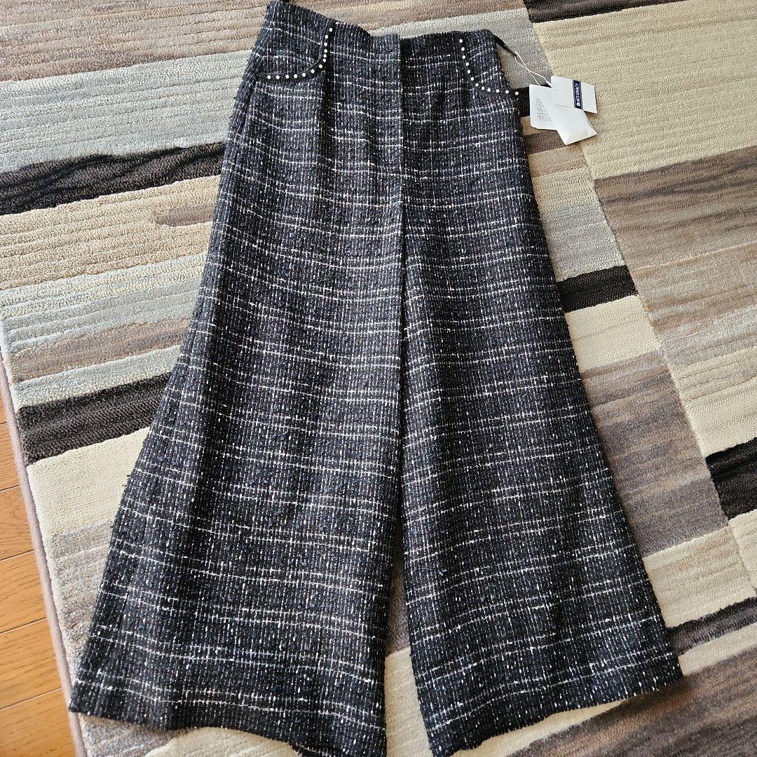新品M'S GRACY ツイードガウチ ョパンツ ブラック系サイズ38