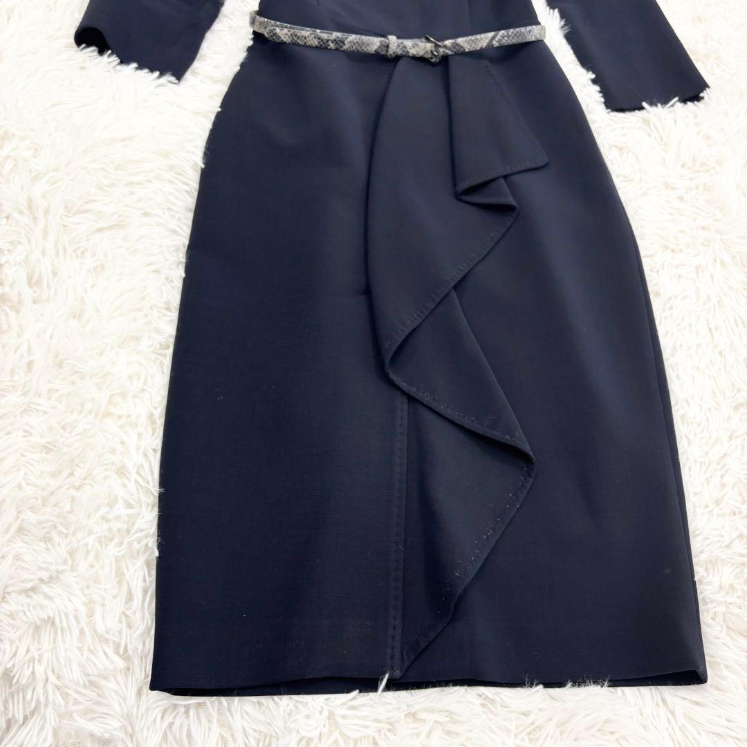 美品　マックスマーラ　白タグ　ロングワンピース　ウール　ベルト付　フォーマル