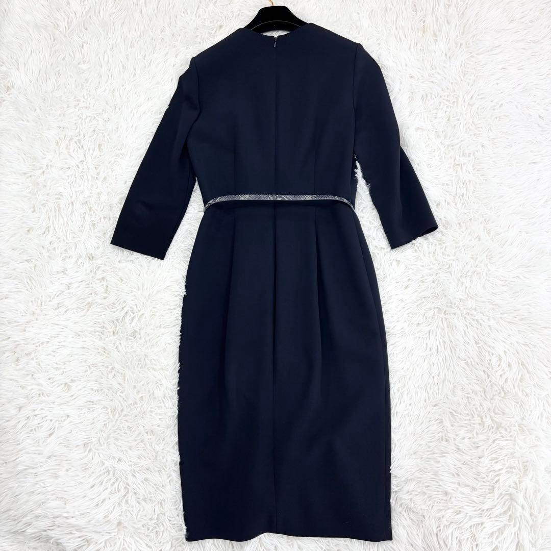 美品　マックスマーラ　白タグ　ロングワンピース　ウール　ベルト付　フォーマル