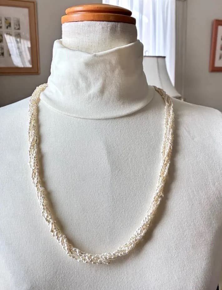 天然芥子真珠 ケシパール5連ネックレス 金具シルバー素材 69cm（金具含む）