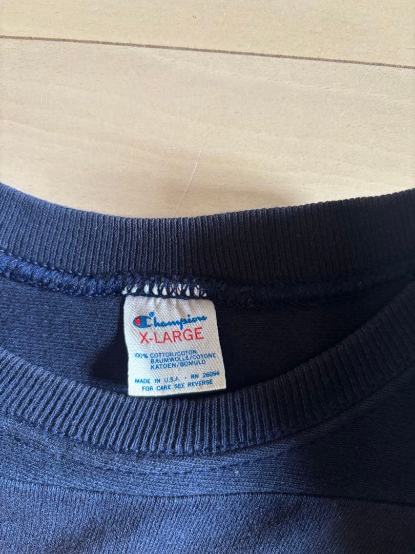 Champion NAVY 七分袖 フットボールT チャンピオン USA製　XL