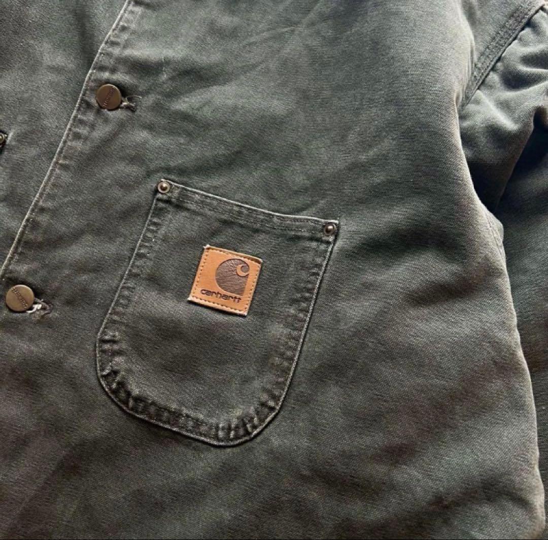 90s USA製 carhartt チョアコート ダックジャケット モスグリーン