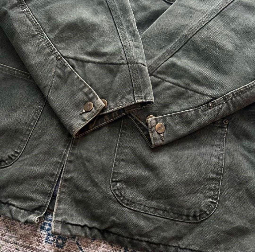 90s USA製 carhartt チョアコート ダックジャケット モスグリーン