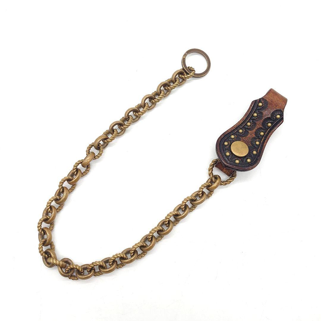 CALEE レザー スタッズ 真鍮 ウォレットチェーン