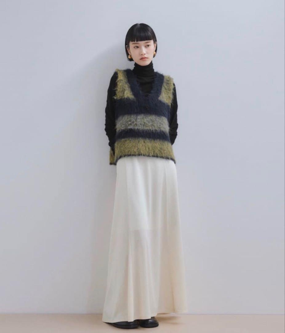 アダムエロペ　　ブラッシュドボーダーベスト