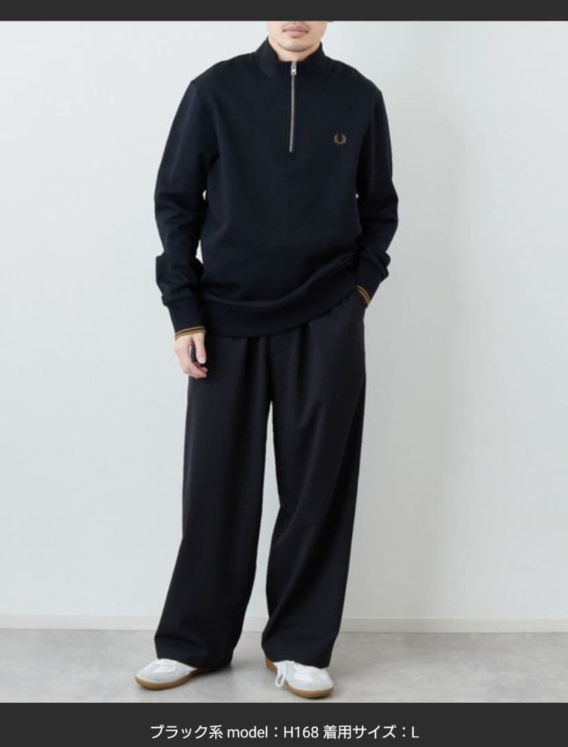 よ*ー様 FREDPERRY フレッドペリー ハーフジップスウェット ブラック