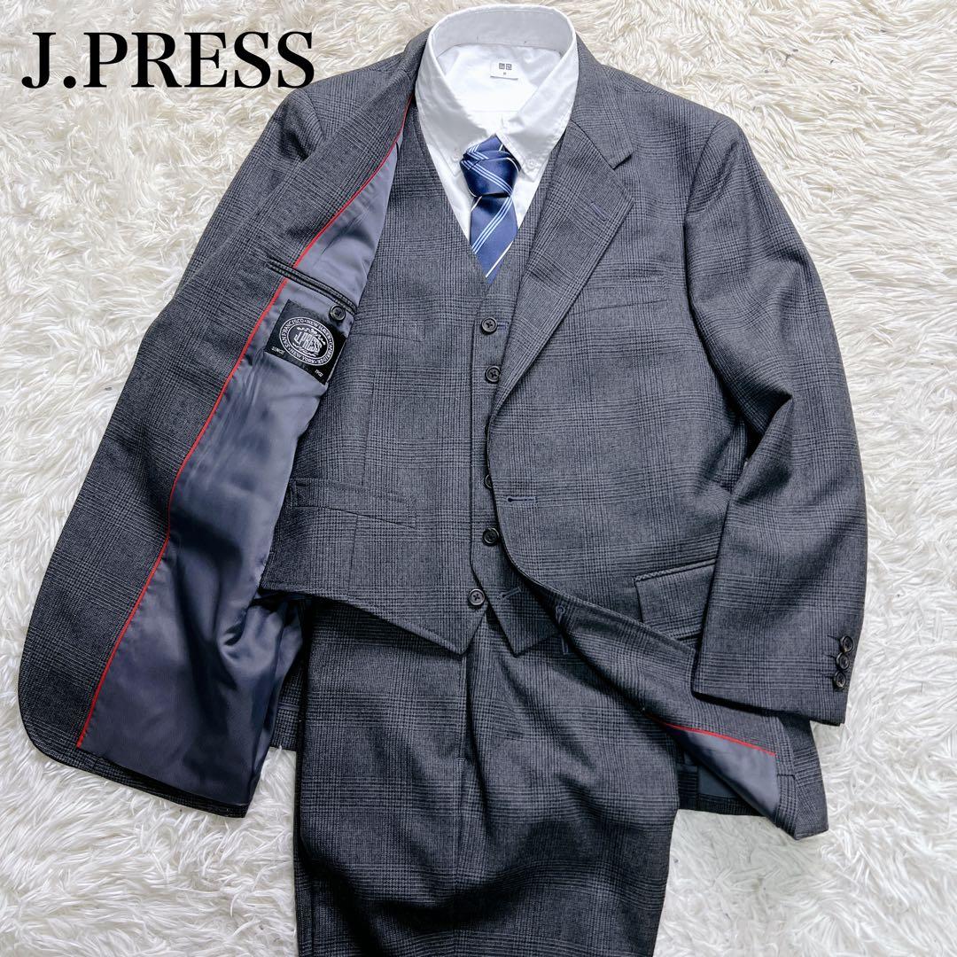 【美品】ジェイプレス 3ピース スリーピース スーツ セットアップ グレー