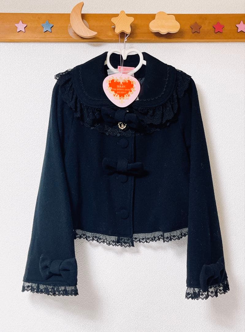 BABY THE STARS くみゃちゃんのクララショートコート 黒x黒