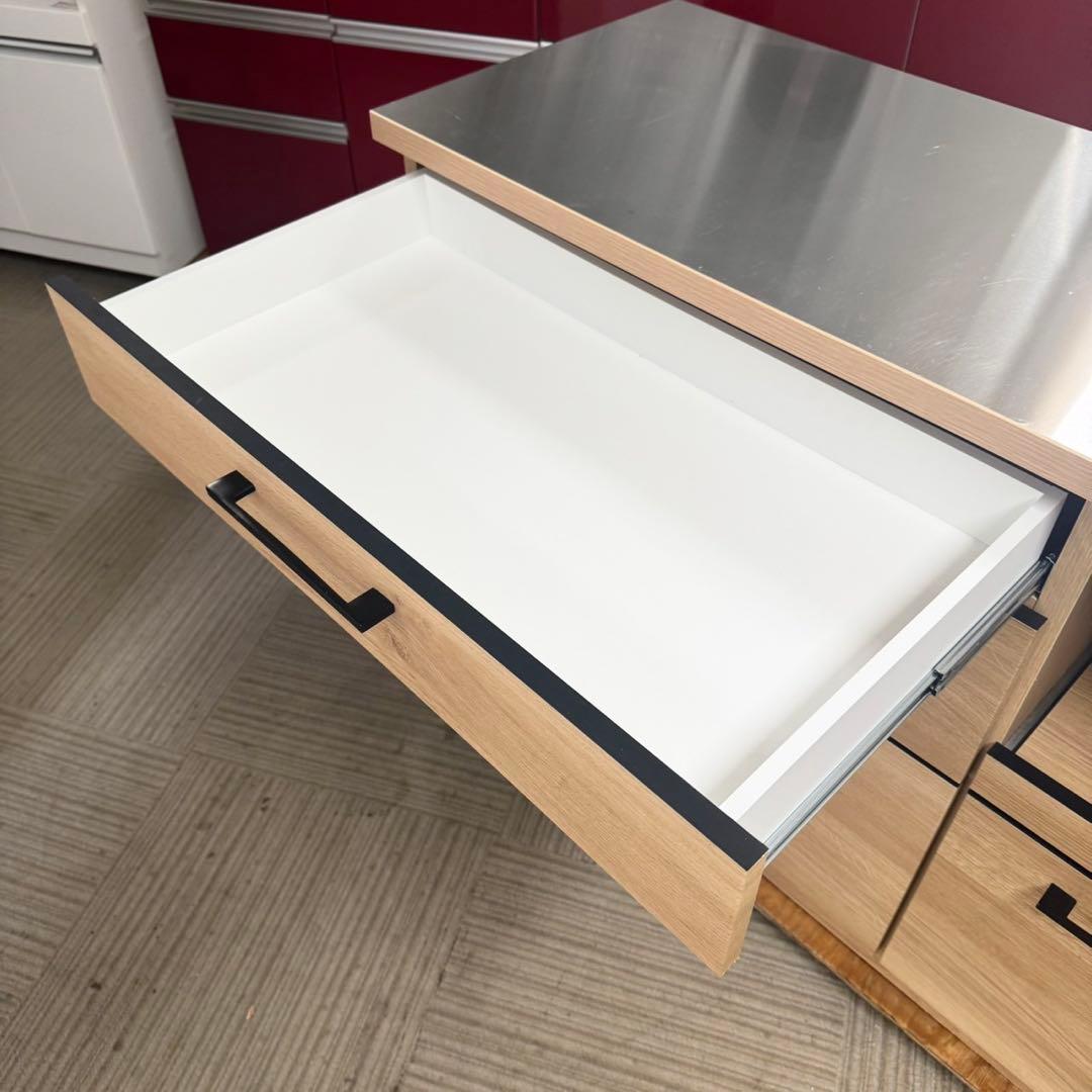 【超美品‼️】高級♪ 古賀家具 120cm幅キッチンカウンター 天板ステンレス