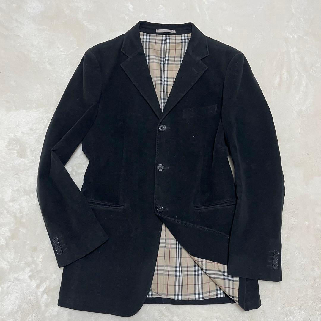 ちい✨バーバリーブラックレーベル　ベロア　テーラードジ　ノバチェック