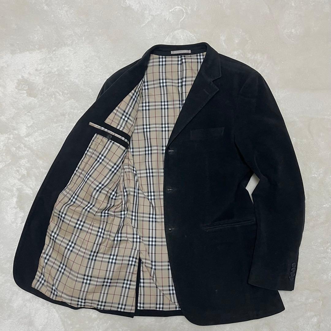 ちい✨バーバリーブラックレーベル　ベロア　テーラードジ　ノバチェック