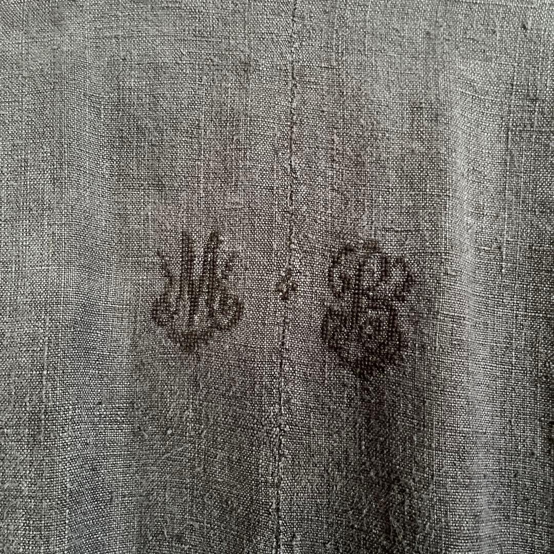 フランスアンティーク　刺繍入りリネンコットンロングワンピース　お値下げ‼️