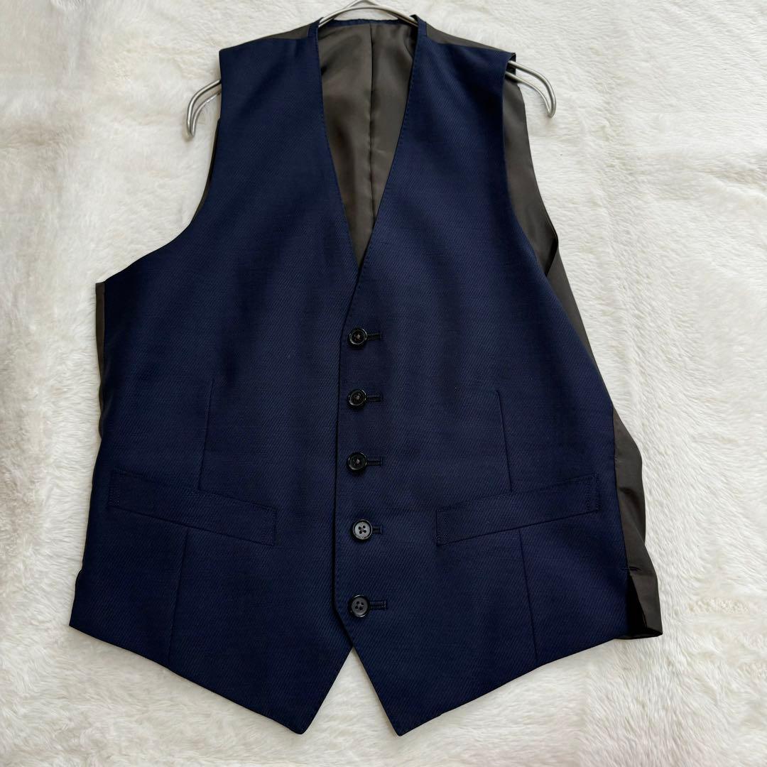 新品同様品　テーラーフクオカ　セットアップスーツ3ピーススーツ　メンズM ブルー