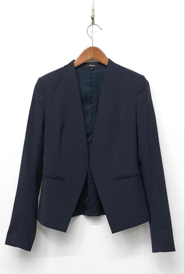 【Theory】セットアップ スーツ ノーカラー 00 ネイビー