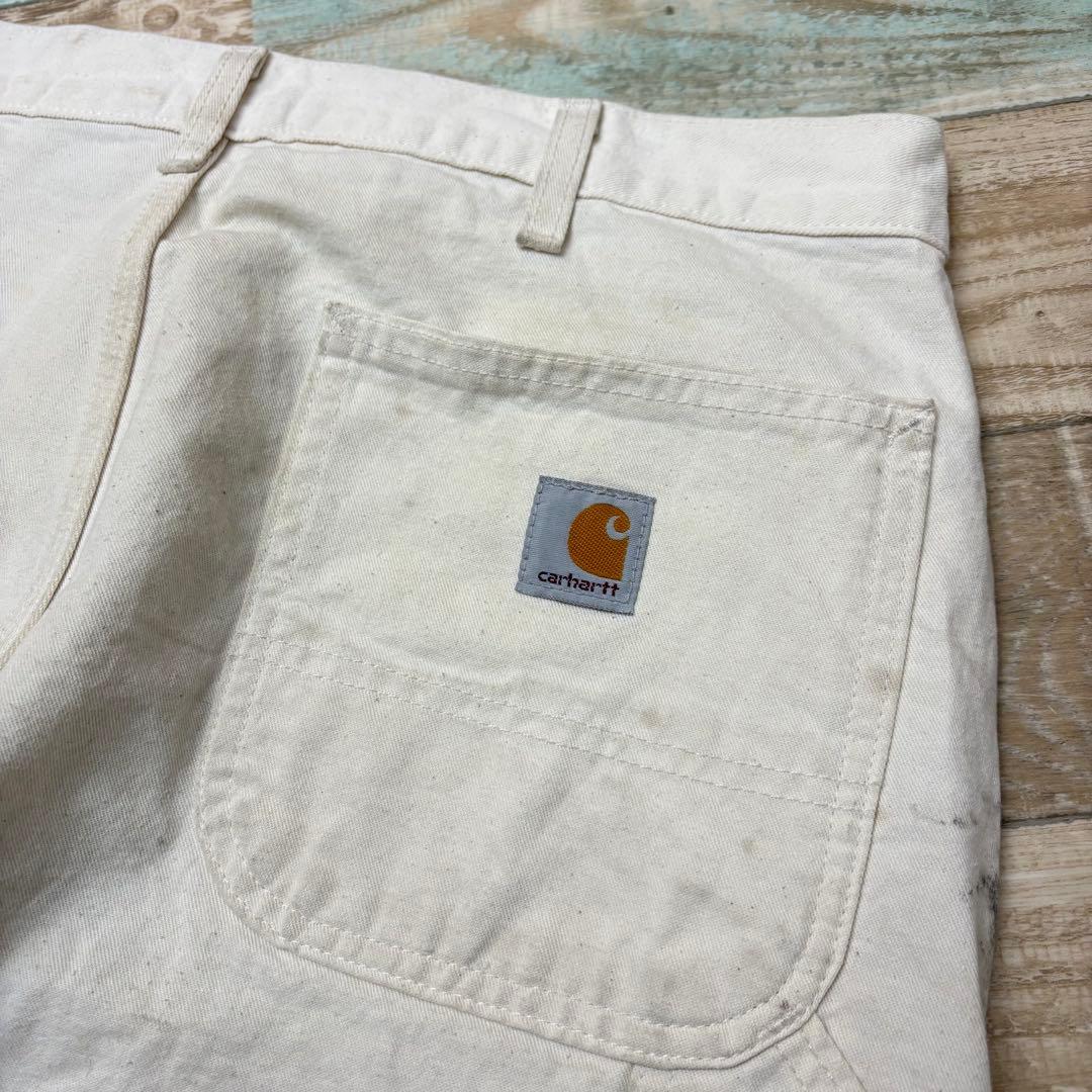 雰囲気抜群 USA製 carhartt ダブルニー ホワイト NAT W38