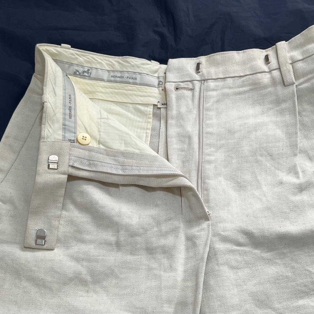 エルメス マルジェラ期 コットン×リネン センタープレス ショートパンツ S相当
