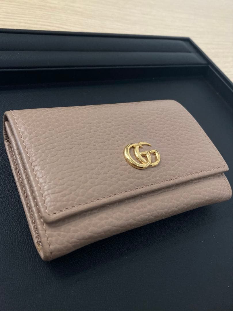 GUCCI GGロゴ マーモント レザー 名刺入れ/カードケース ベージュ◇