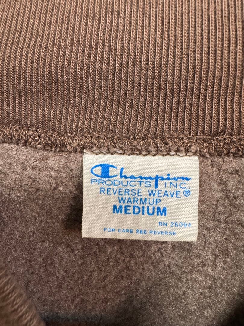 Framework別注Champion ブラウン ハーフジップ スウェット M