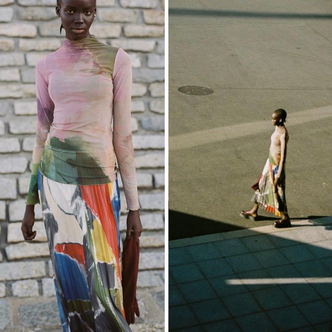 トップス Ameri ELIZABETH STAINED GLASS SHEER TOP