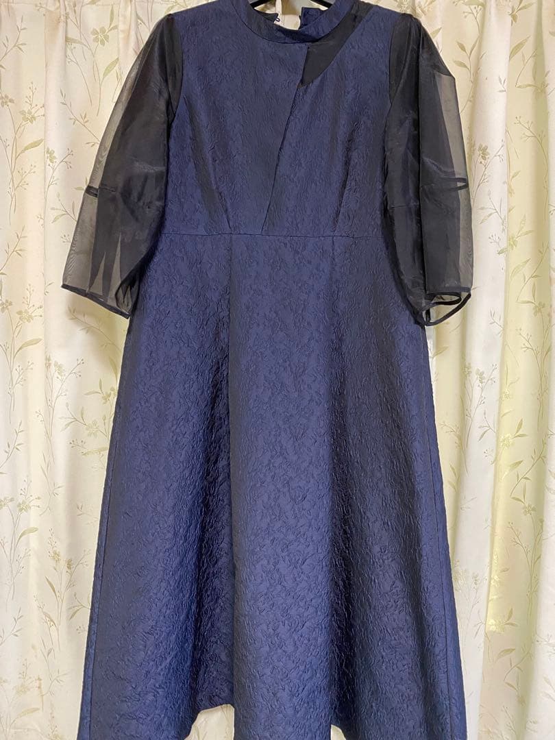 RUIRUE BOUTIQUE シアーランタンスリーブふくれジャカードドレス3L