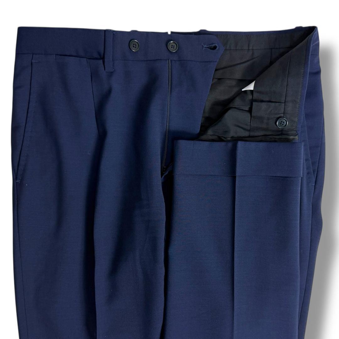 J6387 美品 デペトリロ ソリッドアンコンスーツ ネイビーブルー 46