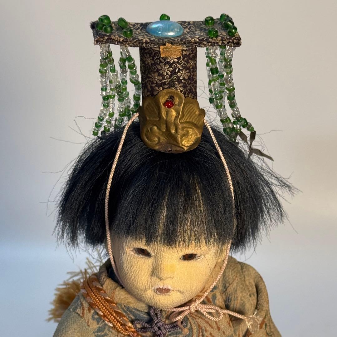 創作人形 太鼓を持つ童 作家物 古布 江戸縮緬