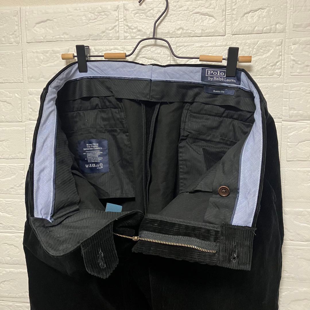 ●G23【US輸入】ラルフローレン コーデュロイパンツ ブラック系 【W38】