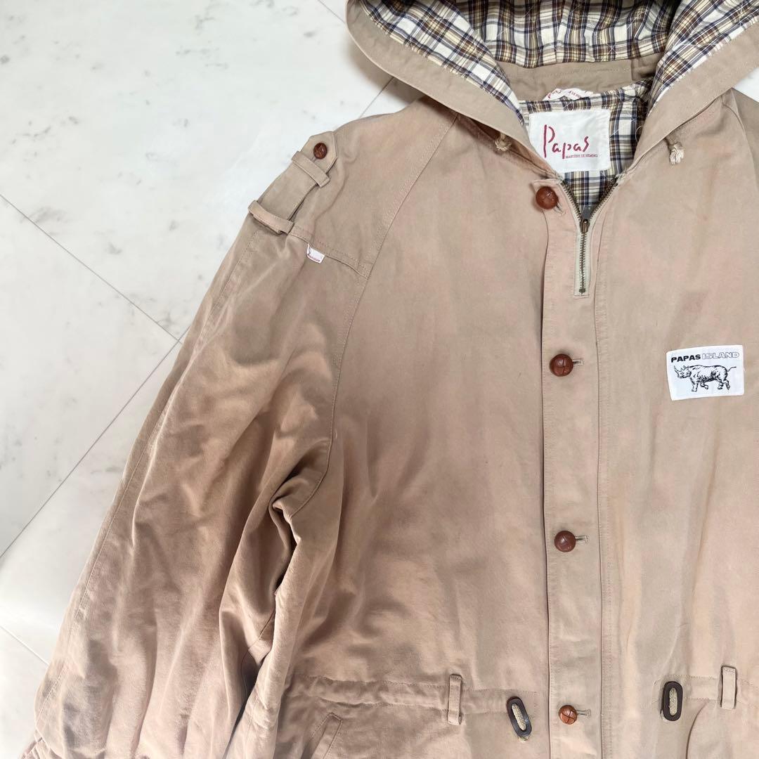 papas パパス モッズコート ミリタリージャケット ベージュブラウン M