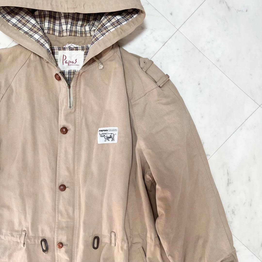 papas パパス モッズコート ミリタリージャケット ベージュブラウン M