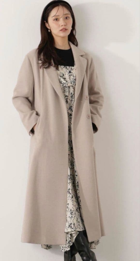 プロポーションボディドレッシング　フロントリボン花柄ドッキングワンピース