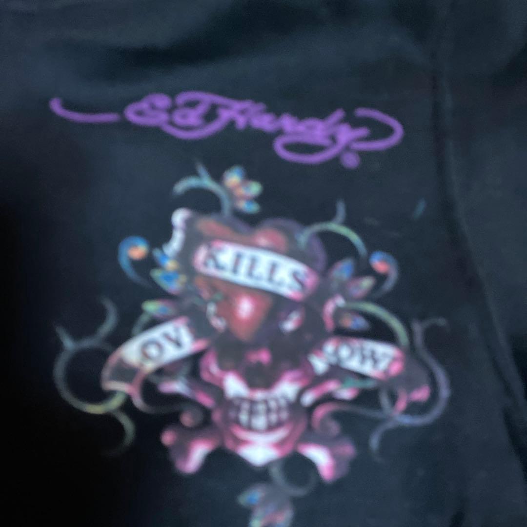 ED HARDY スカル ハート パーカー 黒　スウェット　上下セットアップ